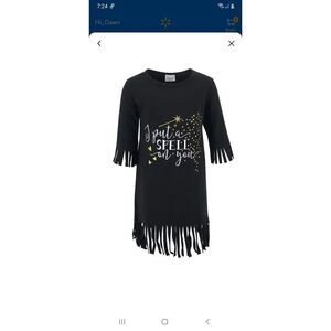 New Girl's 6 Black I Put A Spell on You Halloween Fringe Dress Unique Ba…